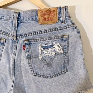 Levi 550’s Hand Distressed Cutoff Shorts - Light wash, perfect condition!